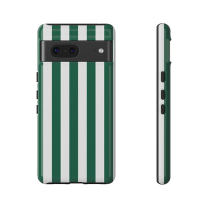 Google Pixel 7 / Glossy Phone Case - Simple Green & White Stripe Pattern Phone Case