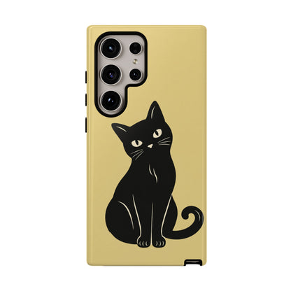 Minimalist Butter Yellow & Black Cat Phone Case