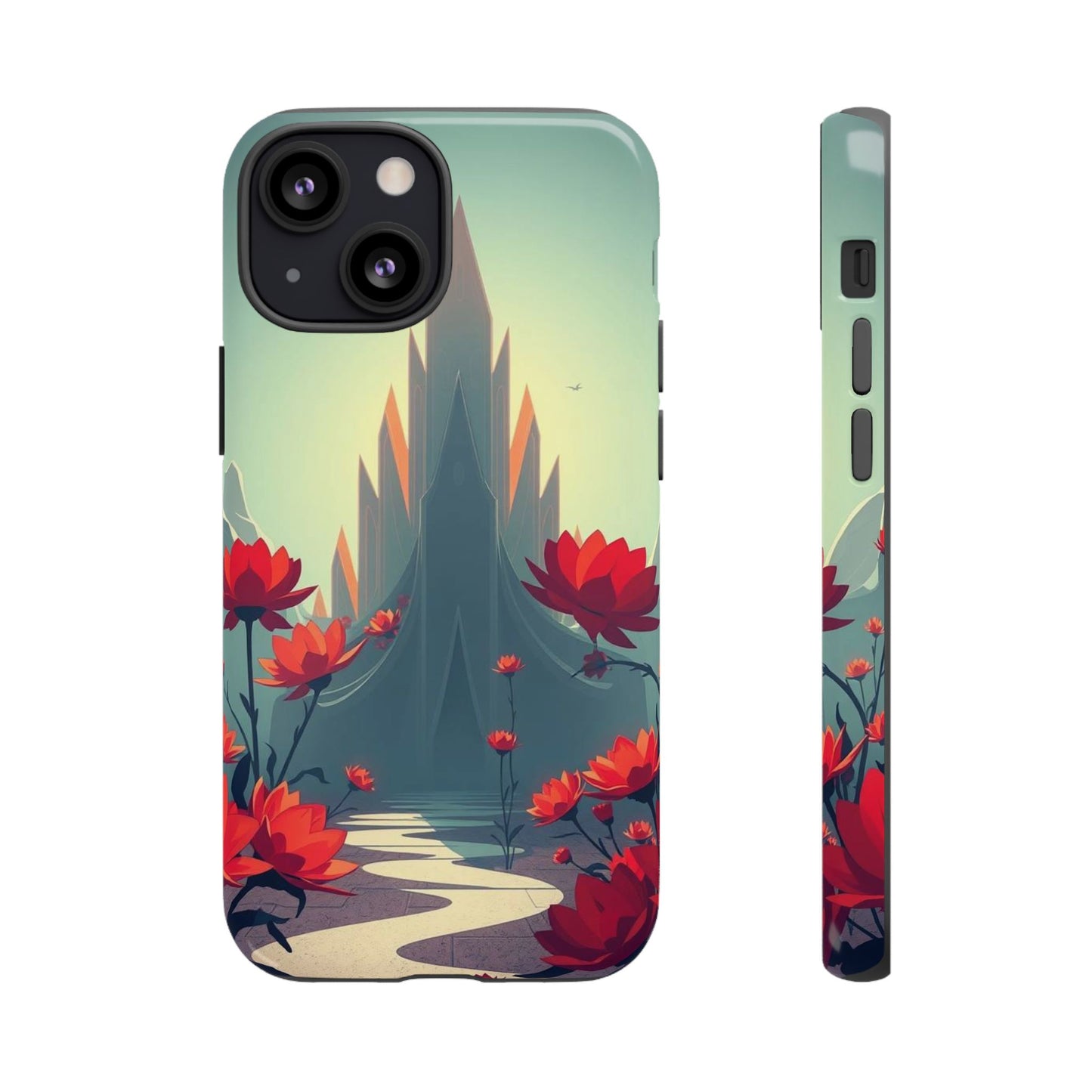 iPhone 13 Mini / Glossy Phone Case - Gothic Alien Garden Design Phone Case