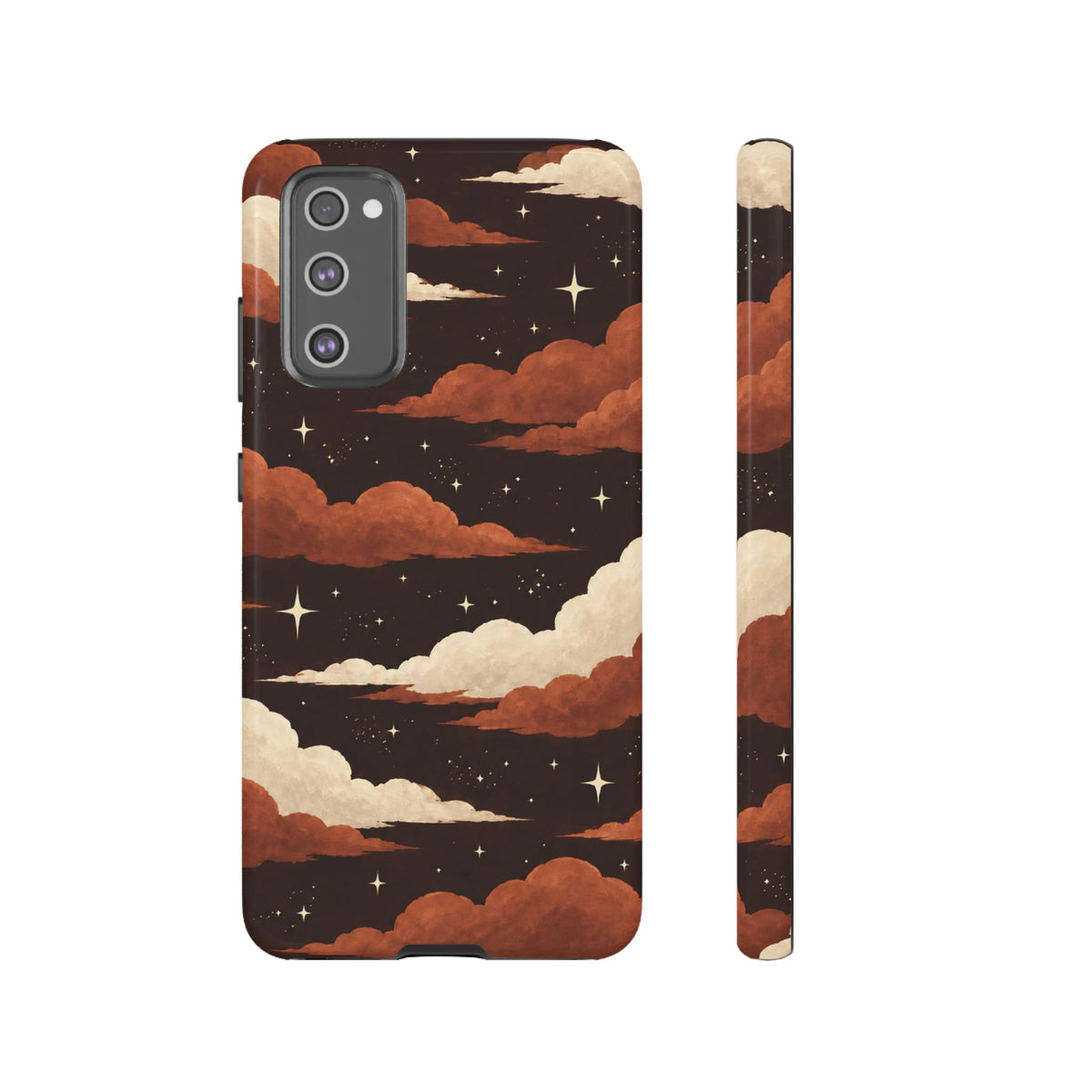 Illustrated Burnt Orange Clouds & Stars Phone Case