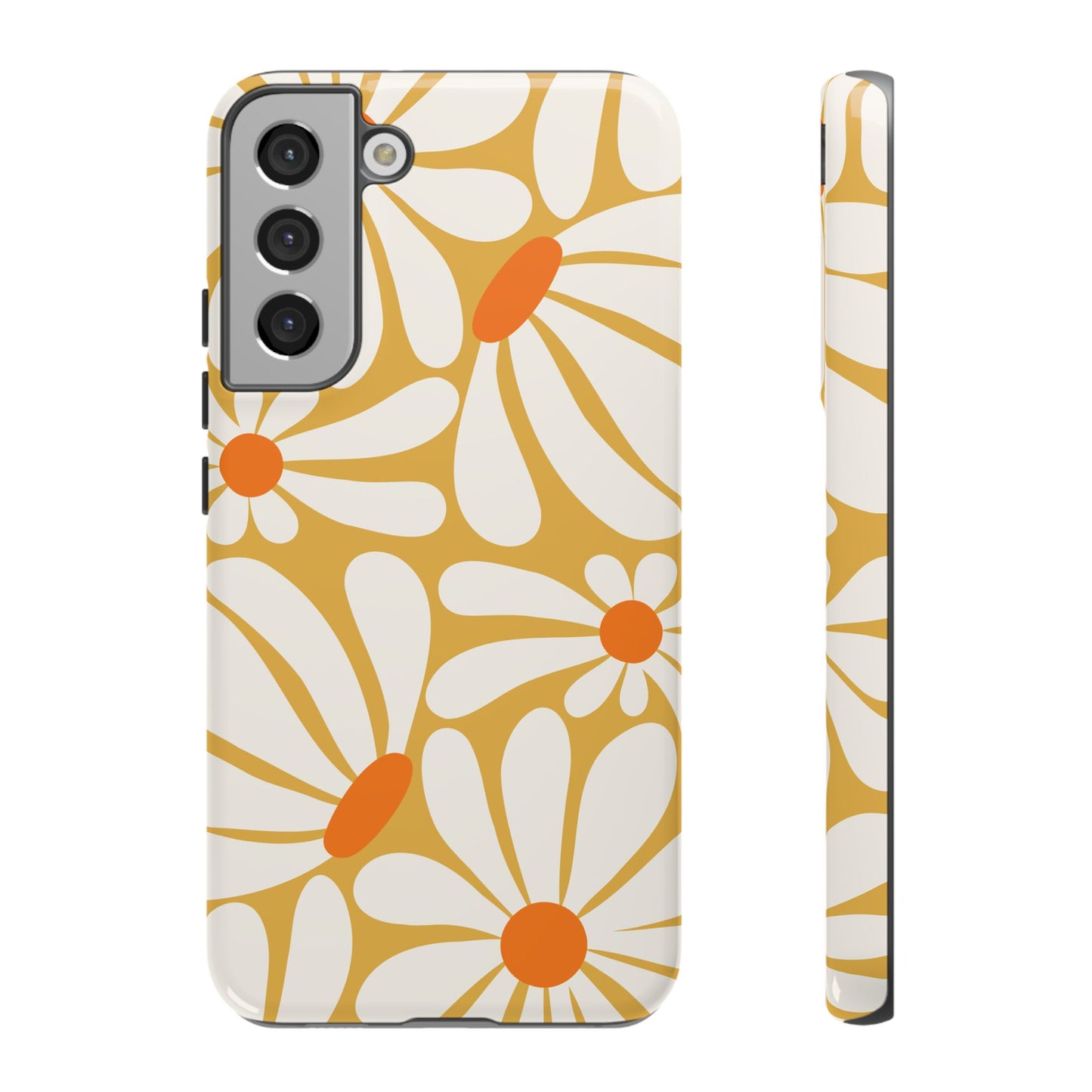 Samsung Galaxy S22 Plus / Glossy Phone Case - Retro Yellow Daisy Pattern Phone Case