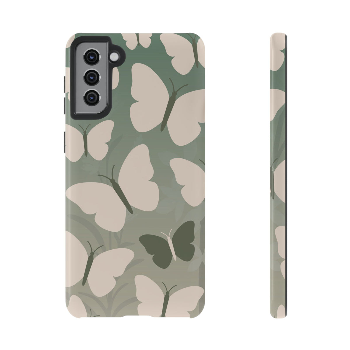 Minimalist Light Green Butterfly Pattern Phone Case - Green Phone Case - Samsung Galaxy S21 Plus / Glossy
