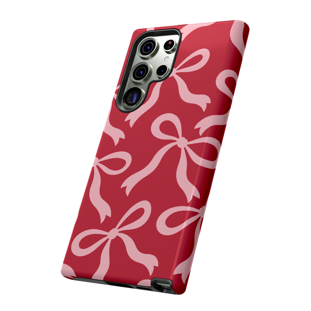 Bold Raspberry Red and Blush Pink Bow Pattern Phone Case - Red Phone Case