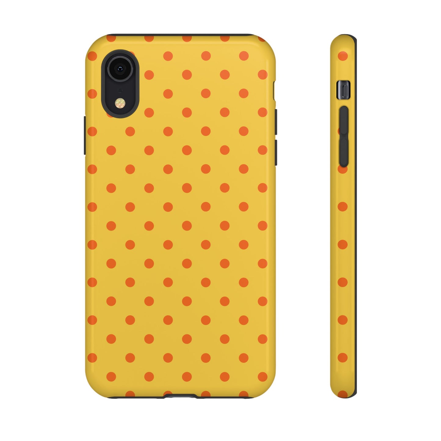 iPhone XR / Glossy Phone Case - Trendy Yellow & Orange Dot Pattern Phone Case