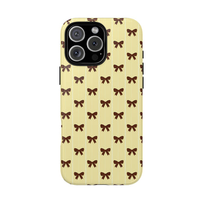 Retro Chocolate Brown Bow Pattern Phone Case