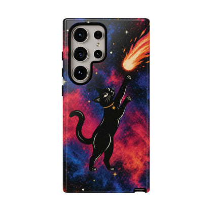 Whimsical Multicolour Celestial Black Cat Phone Case