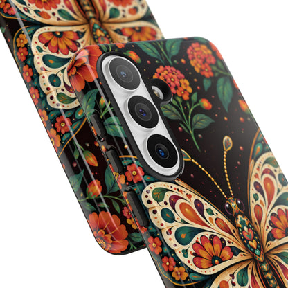 Vibrant Terracotta and Teal Calavera Butterfly Phone Case - Multicolor Phone Case