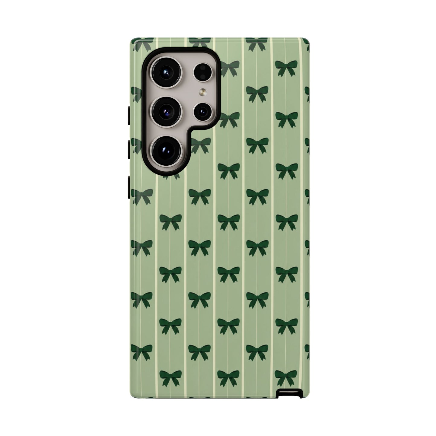 Retro Forest Green Bow Pattern Phone Case