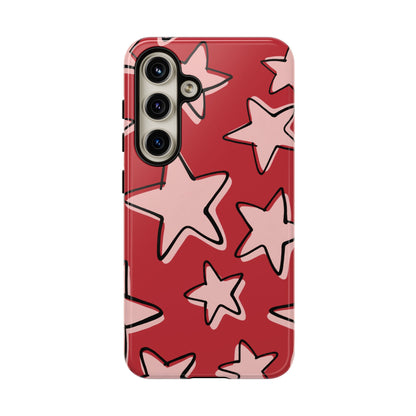 Cherry Red Doodle Star Phone Case