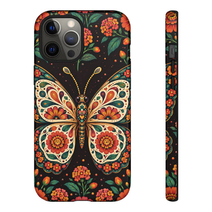 Vibrant Terracotta and Teal Calavera Butterfly Phone Case - Multicolor Phone Case - iPhone 12 Pro Max / Glossy