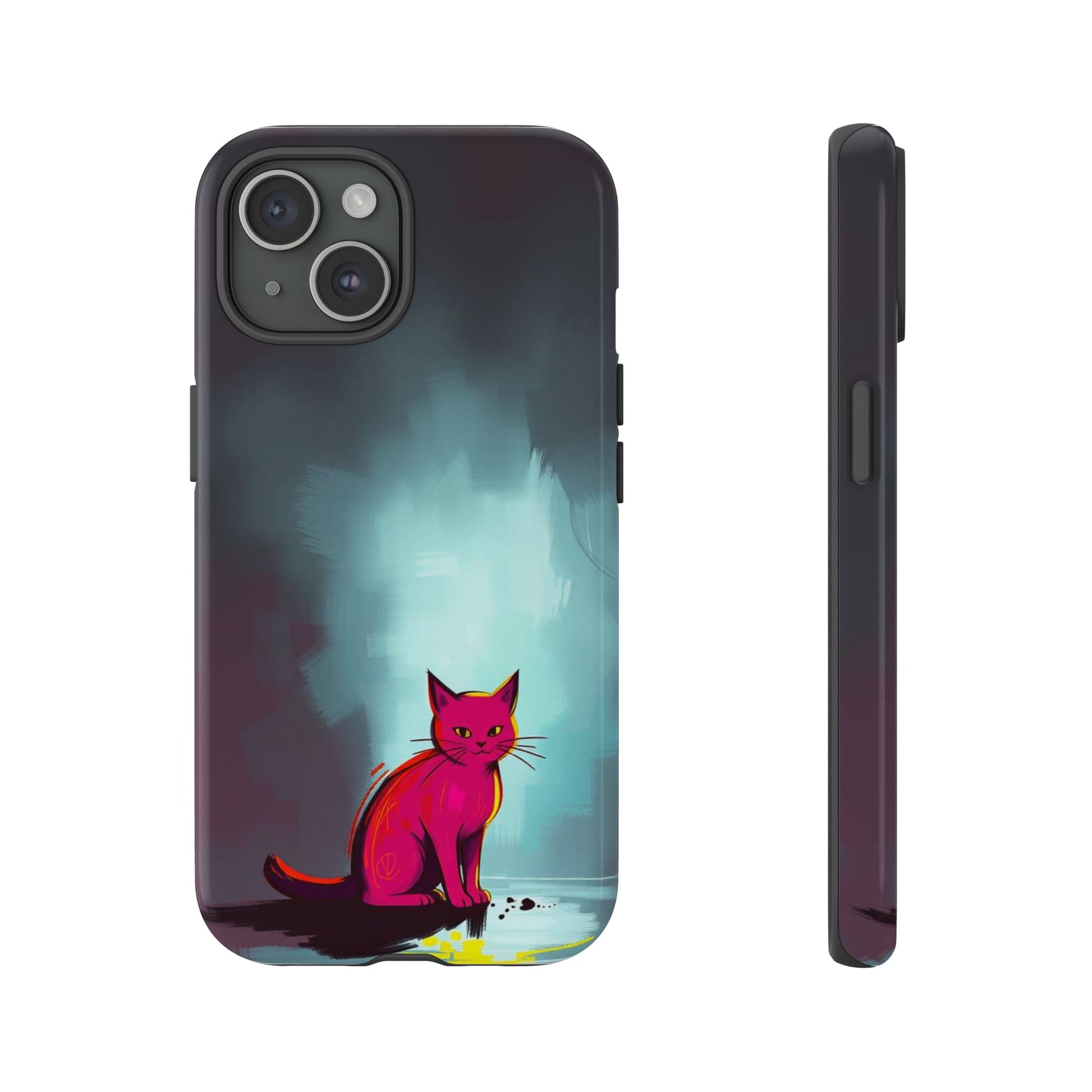 Pop Art Moody Cat Design Phone Case - Multicolor Phone Case - iPhone 15 / Glossy