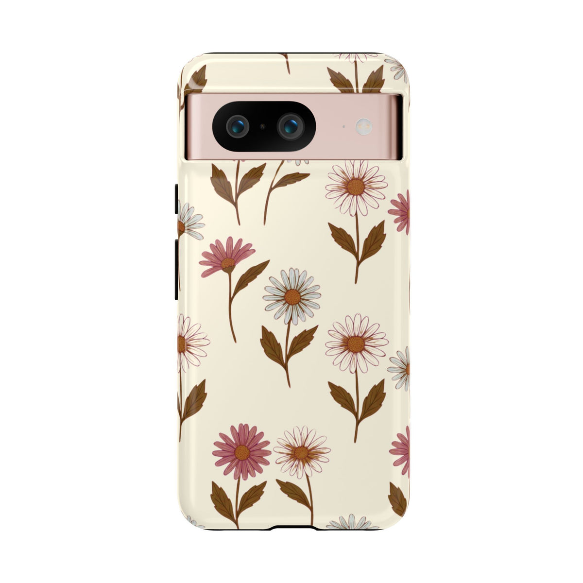 Pretty Cream & Rose Daisy Pattern Phone Case