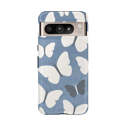 Google Pixel 8 Pro / Glossy Phone Case - Minimalist Light Blue Butterfly Pattern Phone Case
