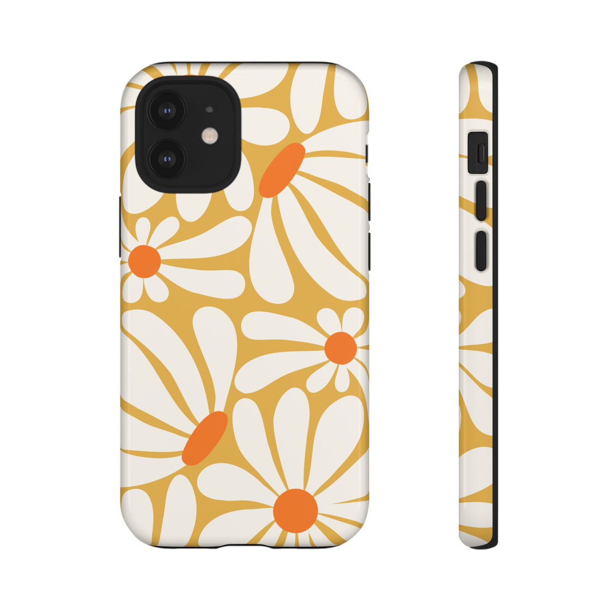 Retro Yellow Daisy Pattern Phone Case - Yellow Phone Case - iPhone 12 Mini / Glossy