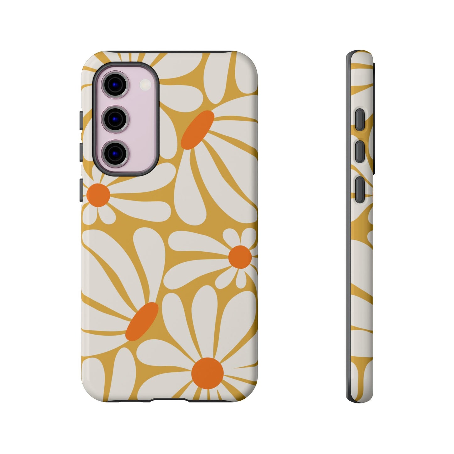 Samsung Galaxy S23 Plus / Glossy Phone Case - Retro Yellow Daisy Pattern Phone Case