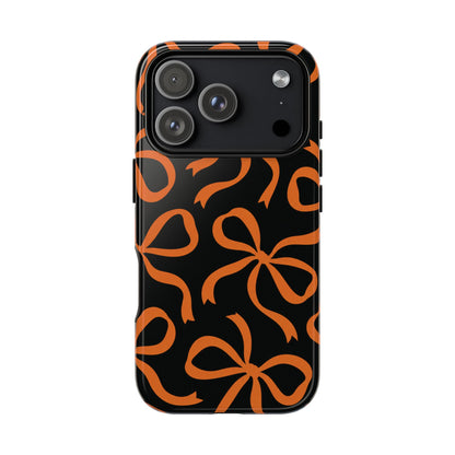 Bold Black and Burnt Orange Bow Pattern Phone Case