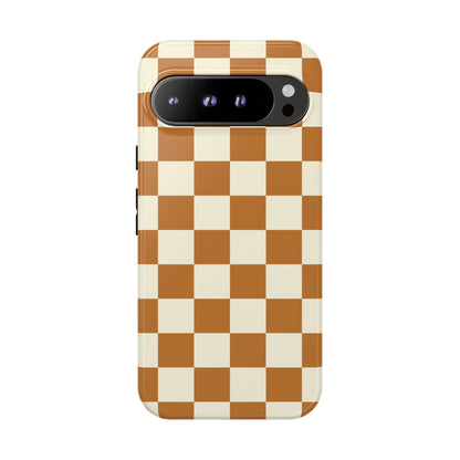 Orange & White Checked Pattern Phone Case - Orange Phone Case - Google Pixel 9 Pro XL / Glossy