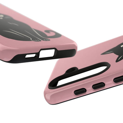 Minimalist Blush Pink & Black Cat Phone Case