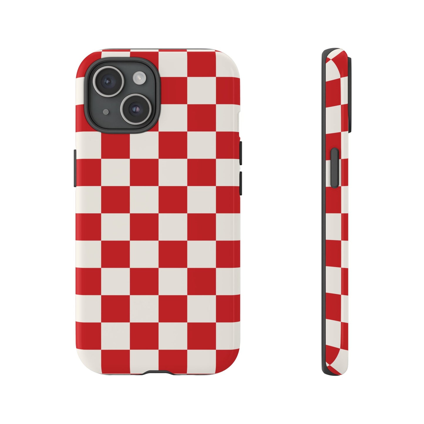iPhone 15 / Glossy Phone Case - ’Red Checkered Pattern’ Phone Case