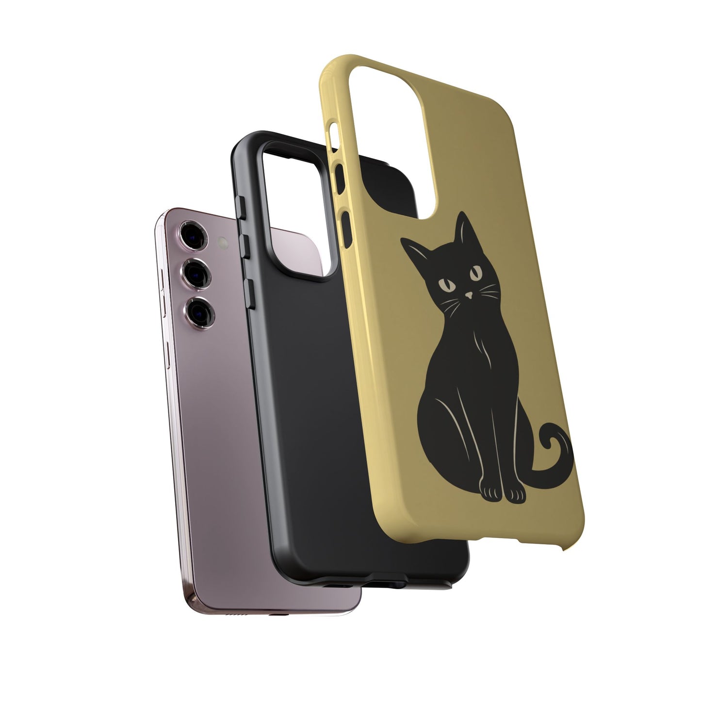 Minimalist Butter Yellow & Black Cat Phone Case
