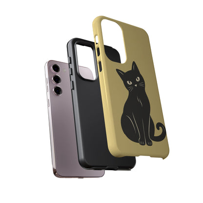 Minimalist Butter Yellow & Black Cat Phone Case