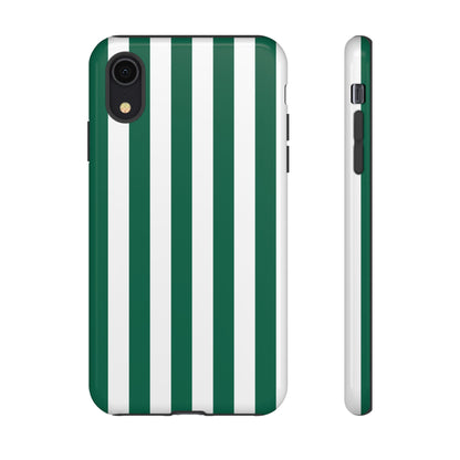 iPhone XR / Glossy Phone Case - Simple Green & White Stripe Pattern Phone Case