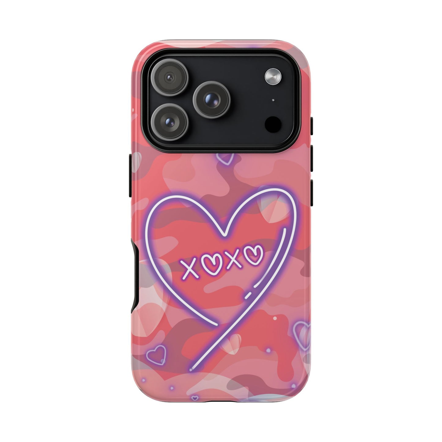 Love Heart Neon Camo Phone Case - Pink Phone Case - iPhone 17 Pro / Glossy
