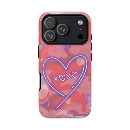 Love Heart Neon Camo Phone Case - Pink Phone Case - iPhone 17 Pro / Glossy