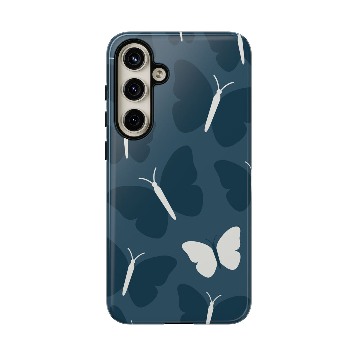 Minimalist Dark Blue Butterfly Pattern Phone Case - Blue Phone Case - Samsung Galaxy S24 Plus / Glossy
