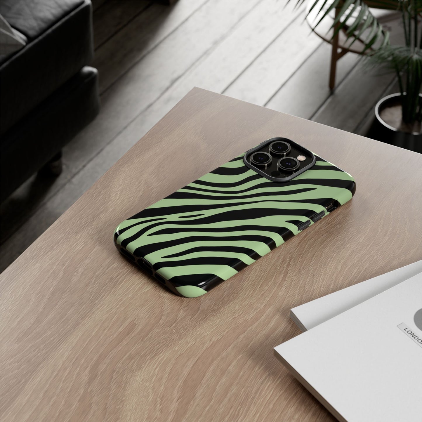 Modern Mint Zebra Print Phone Case