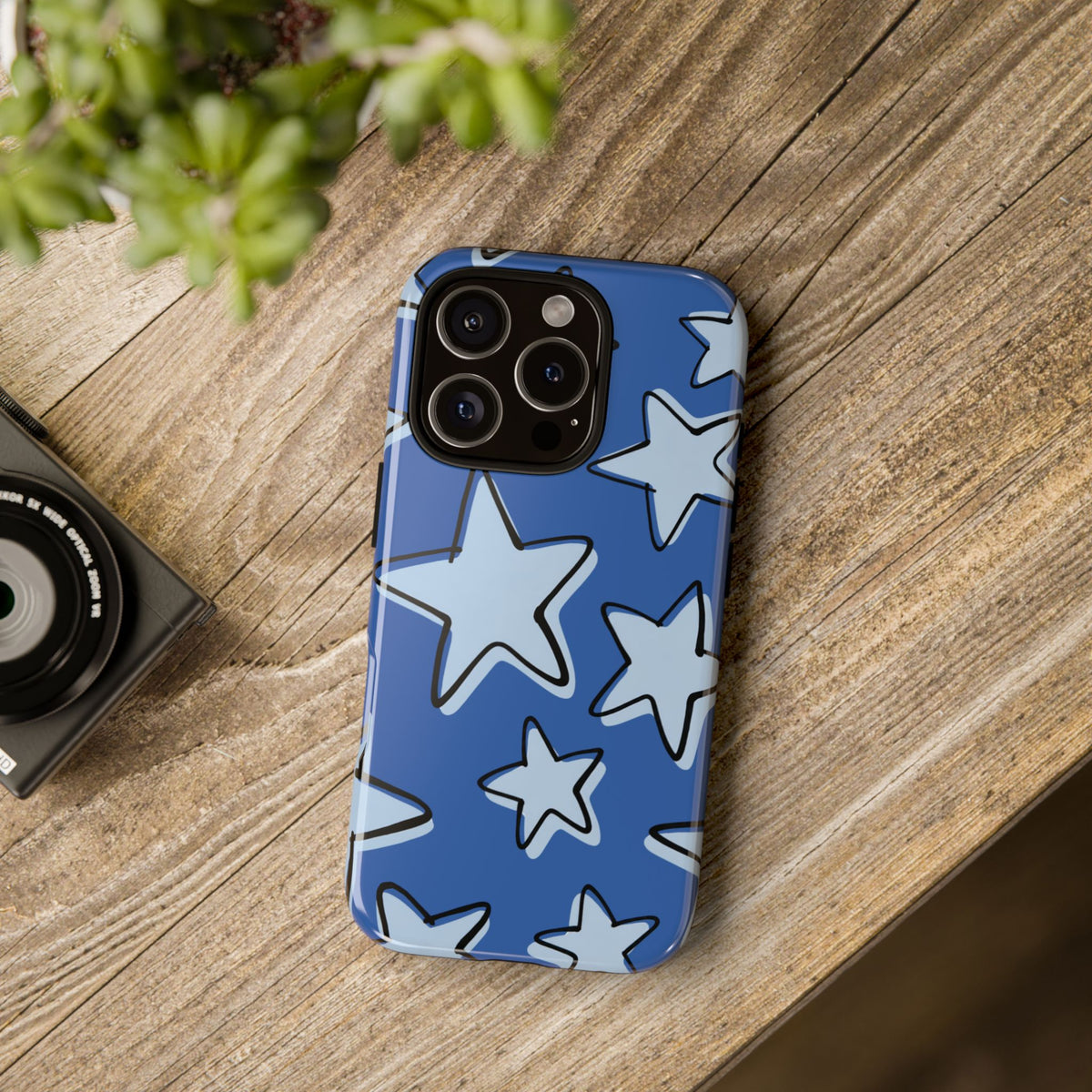 Cobalt Blue Doodle Star Phone Case