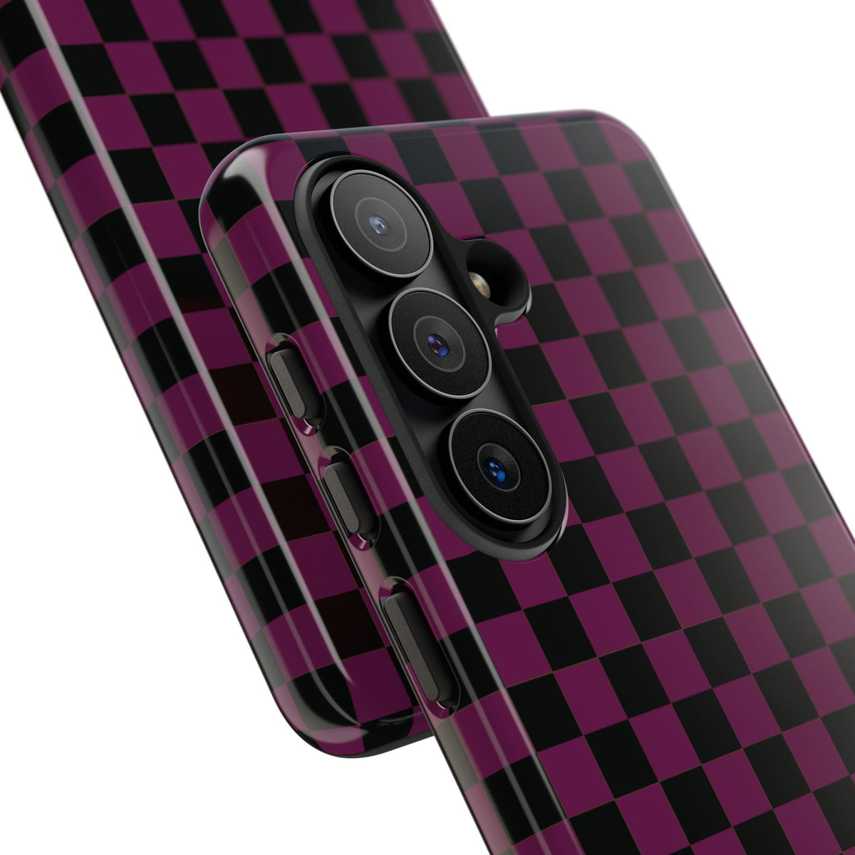 Trendy Plum & Black Small Checked Pattern Phone Case - Purple Phone Case