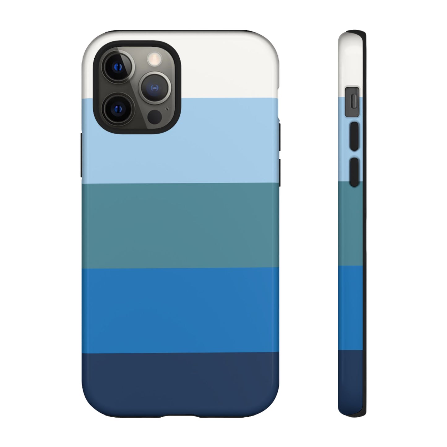 Blue and White Stripe Pattern Phone Case - Blue Phone Case - iPhone 12 Pro / Glossy