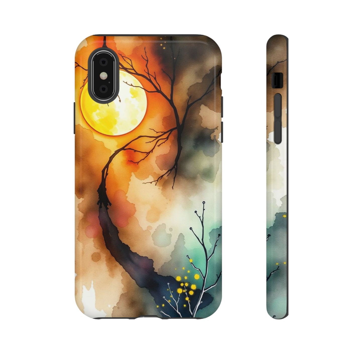 iPhone XS / Glossy Phone Case - Abstract Watercolour Gothic Scene Phone Case