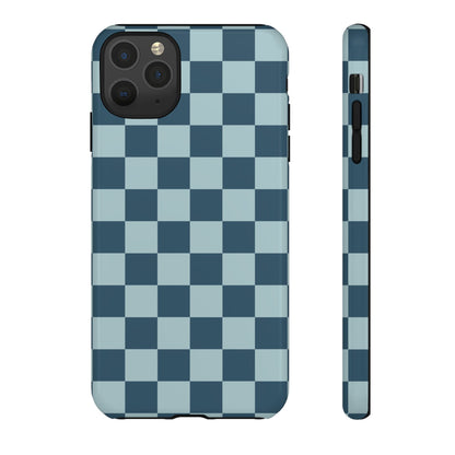 iPhone 11 Pro Max / Glossy Phone Case - ’Blue Checkered Pattern’ Phone Case