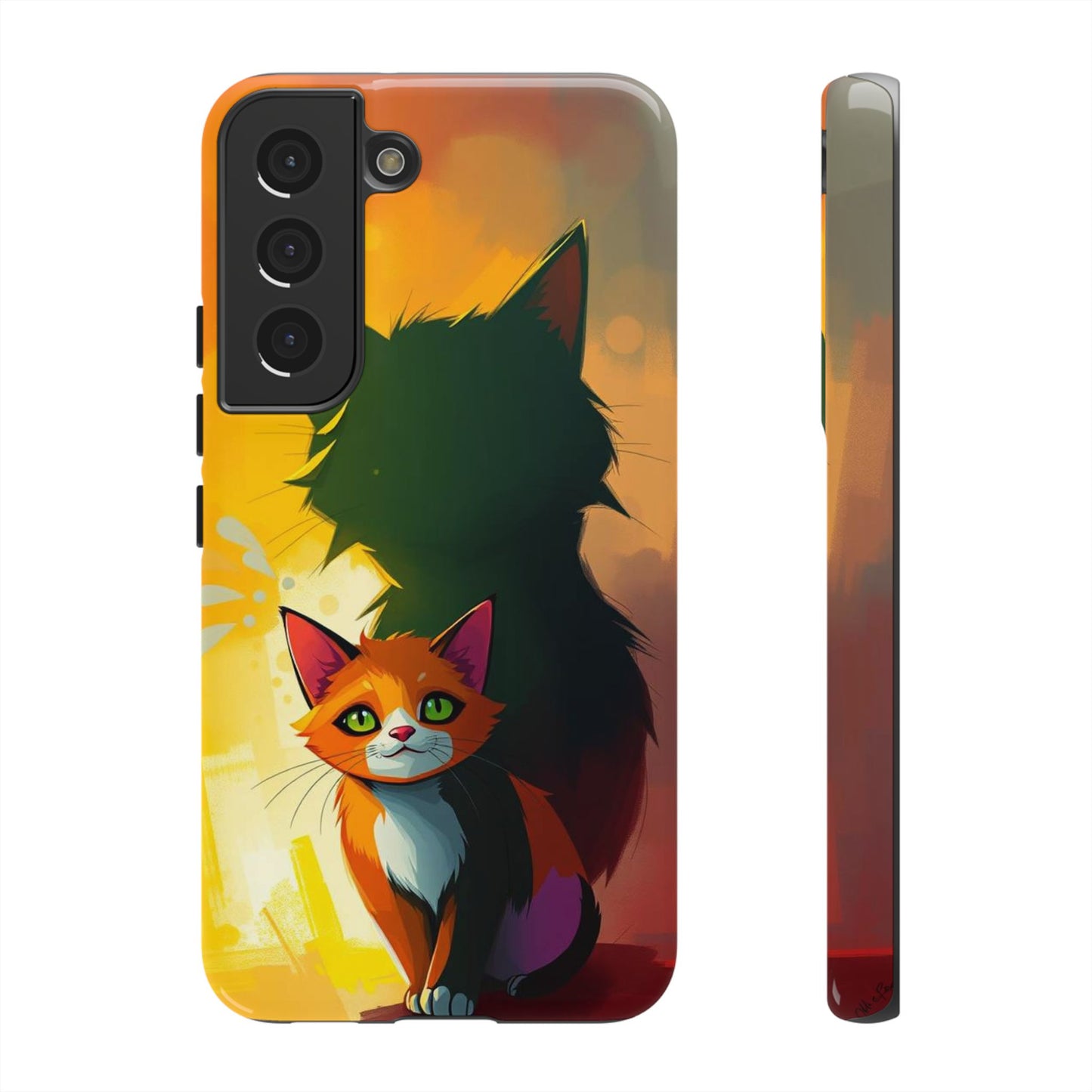 Samsung Galaxy S22 / Glossy Phone Case - Acrylic Style Shadow Cat Design Phone Case