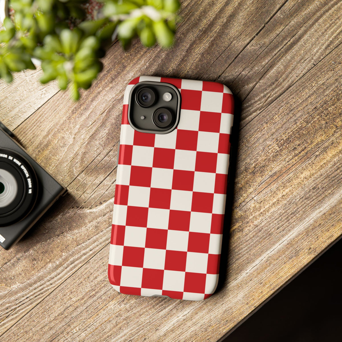 Red Checked Pattern Phone Case - Red Phone Case