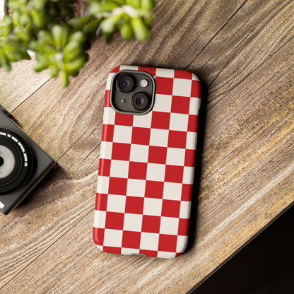 Red Checked Pattern Phone Case - Red Phone Case