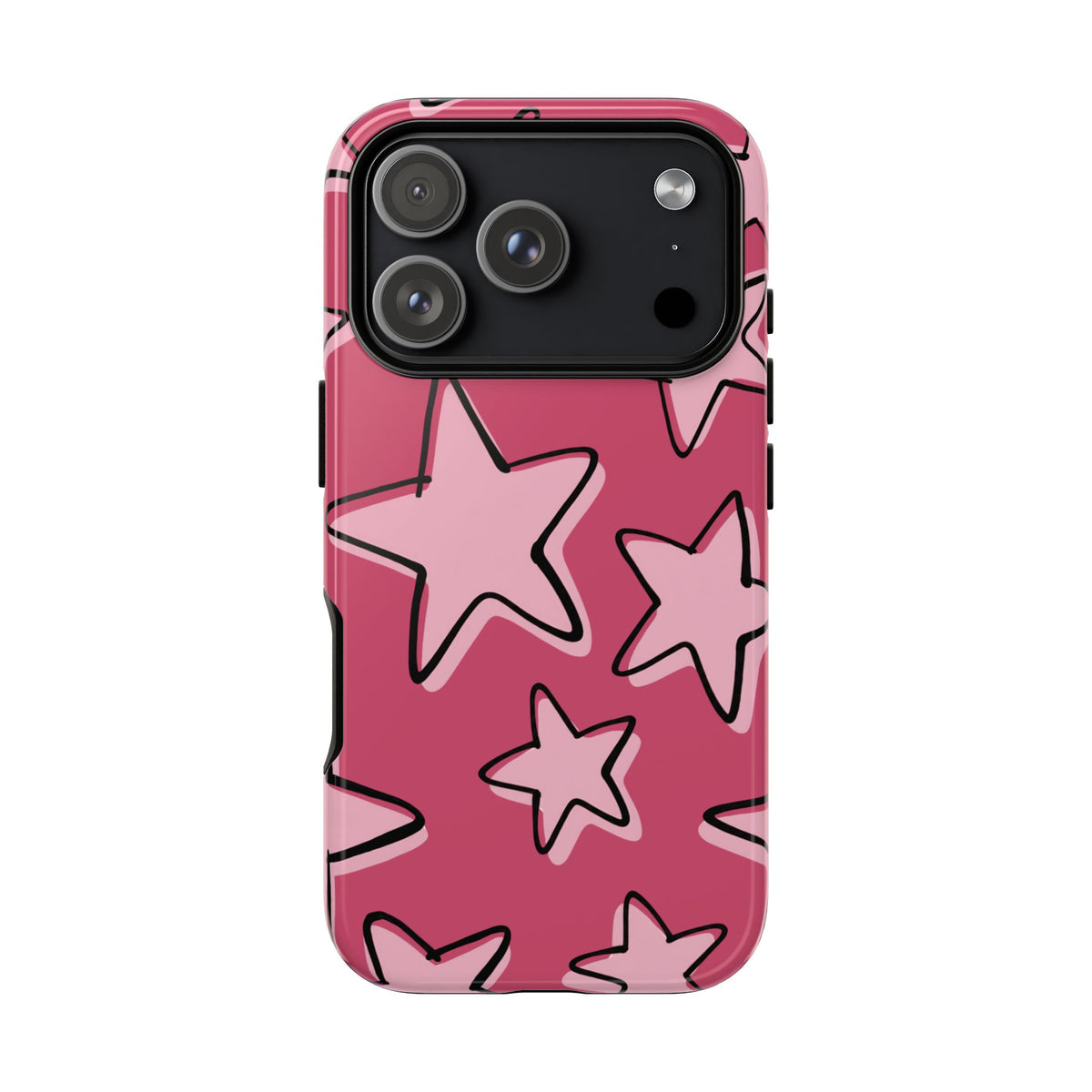 Raspberry Pink Doodle Star Phone Case