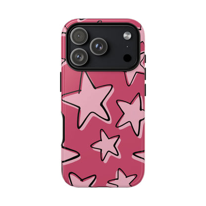Raspberry Pink Doodle Star Phone Case