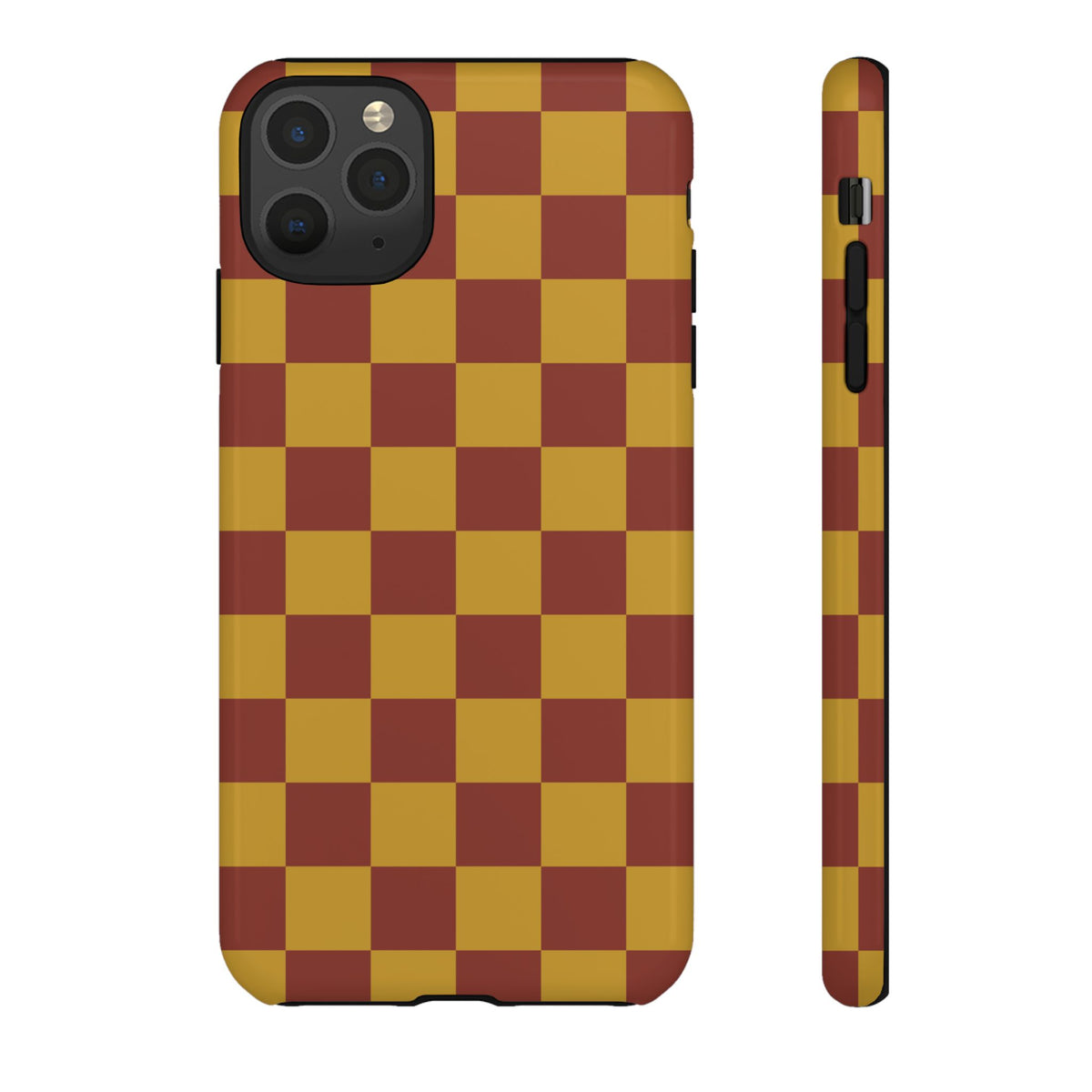 Trendy Mustard & Burgandy Checked Pattern Phone Case - Brown Phone Case - iPhone 11 Pro Max / Glossy