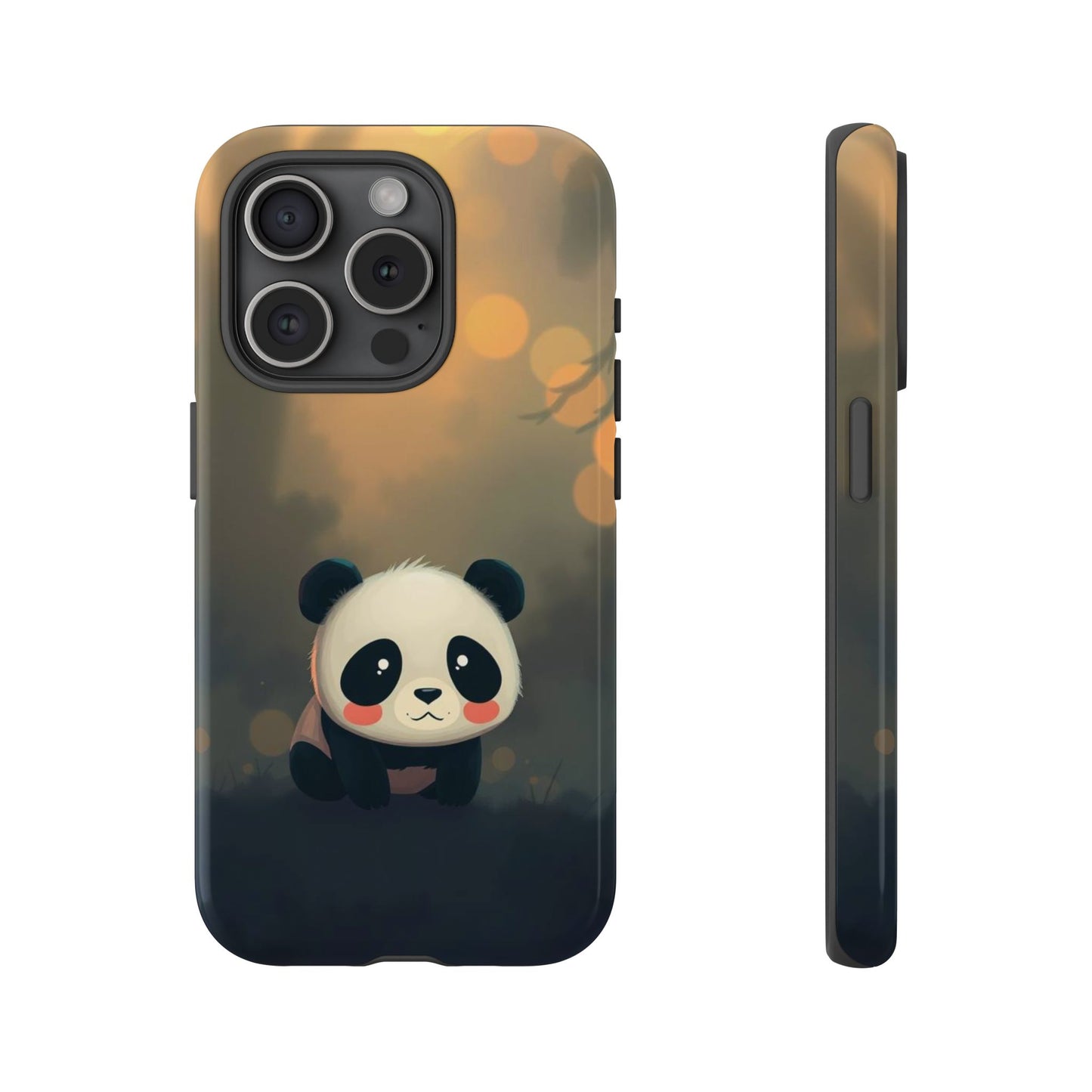 iPhone 15 Pro / Glossy Phone Case - Cute Gothic Panda Design Phone Case