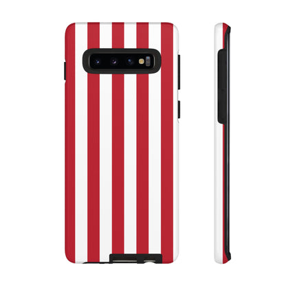 Samsung Galaxy S10 / Glossy Phone Case - Simple Dark Pink & White Stripe Pattern Phone Case