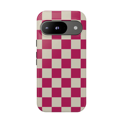 Pink & White Checked Pattern Phone Case - Pink Phone Case - Google Pixel 9 / Glossy
