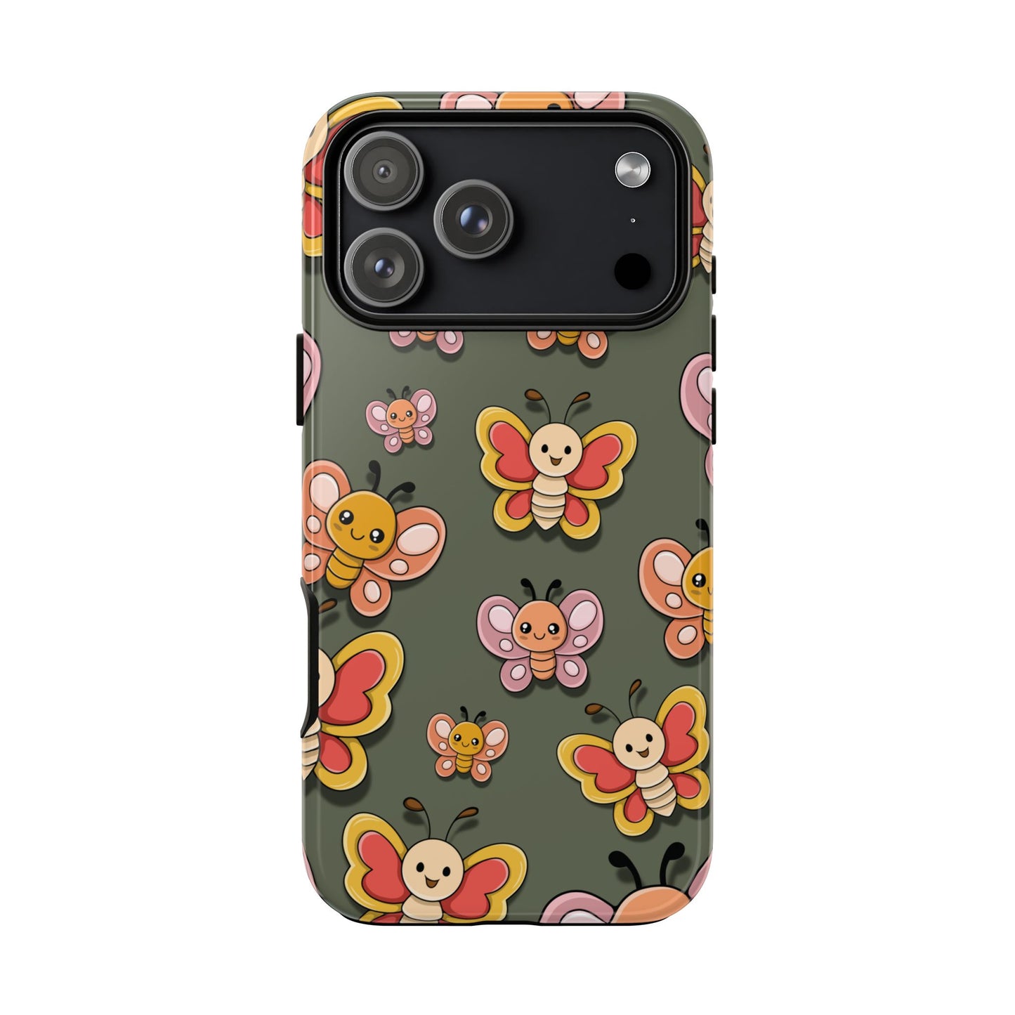 iPhone 17 Pro Max / Glossy Phone Case - Green Butterfly Sticker Design Phone Case