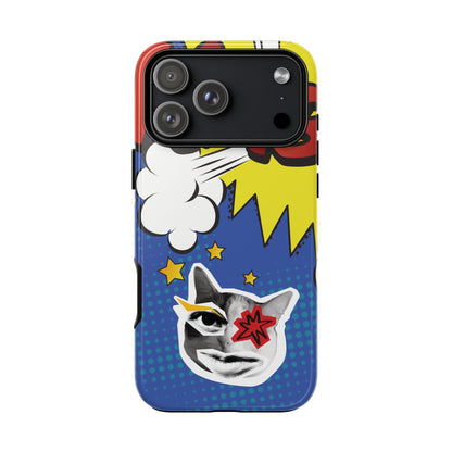 iPhone 17 Pro Max / Glossy Phone Case - Bold Blue Pop Art Cat Phone Case