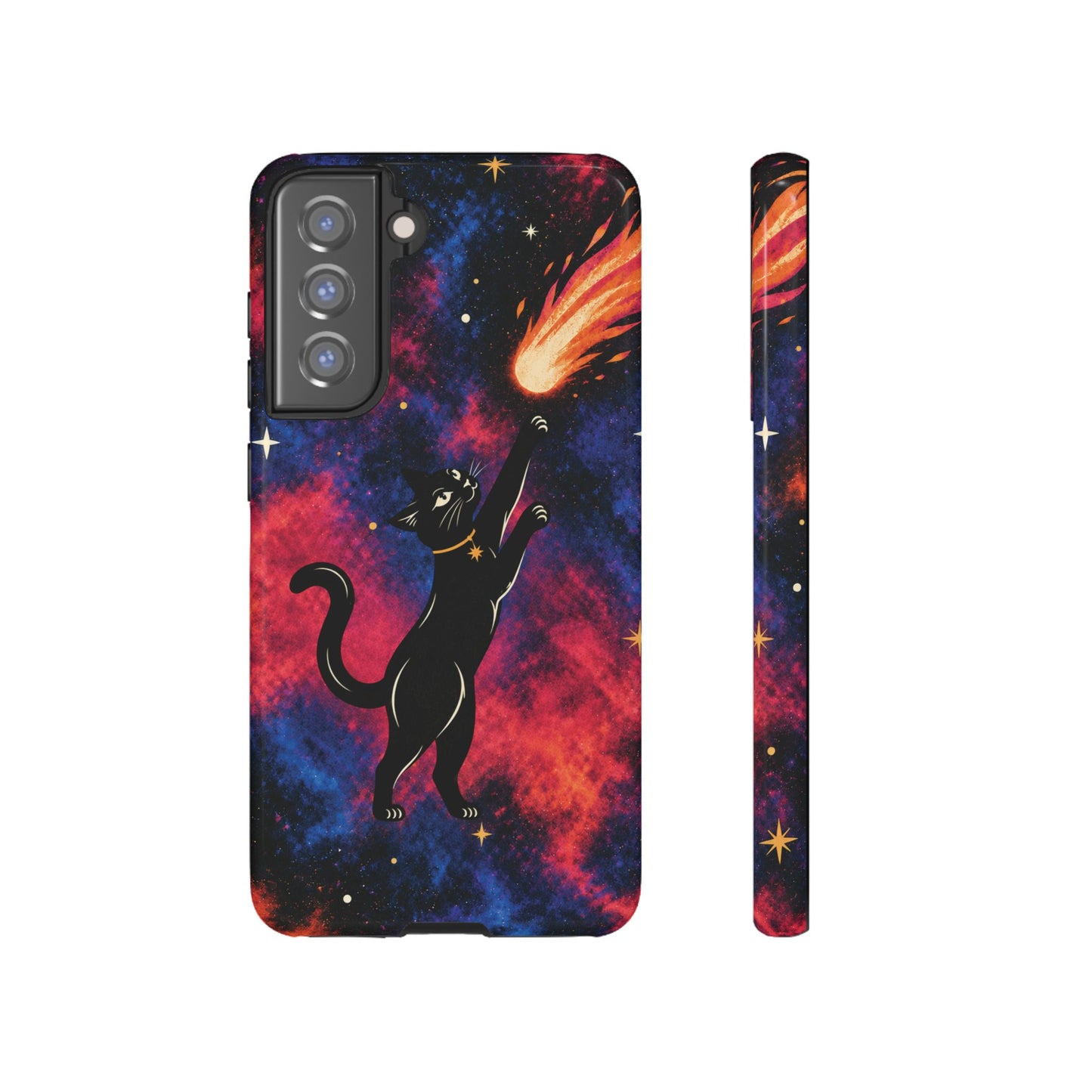Whimsical Multicolour Celestial Black Cat Phone Case