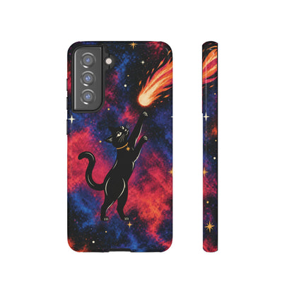Whimsical Multicolour Celestial Black Cat Phone Case