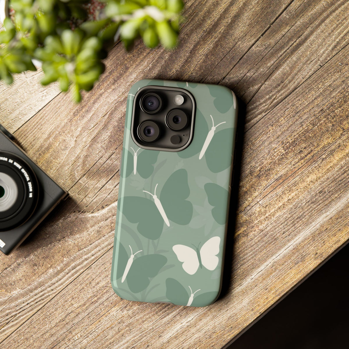 Minimalist Mint Green Butterfly Pattern Phone Case - Green Phone Case