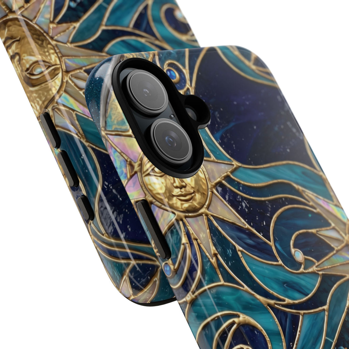 Elegant Teal & Gold Celestial Suns Phone Case